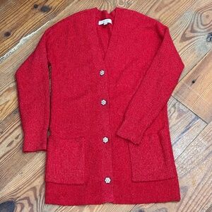 Red Cardigan Loft Size S